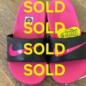 Nike Kids Pink and Black Slide Sandals